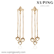 93159 Noble ladies jewelry long chain earrings Irish style heart shaped pendant earrings for sale